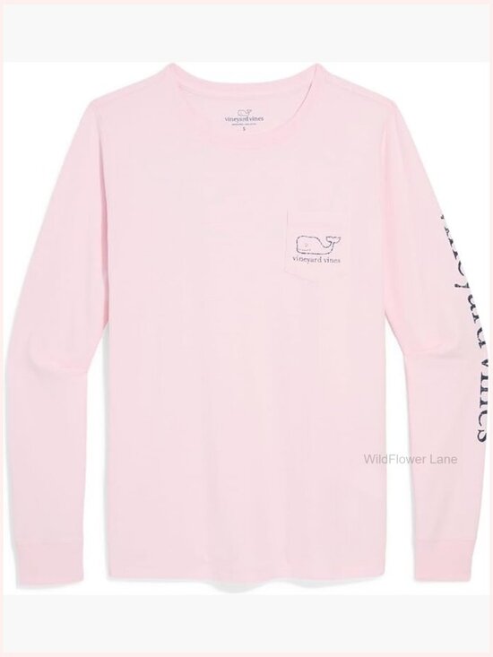 Tops - Women's Cotton Long Sleeve Crew Neck Pocket Tee